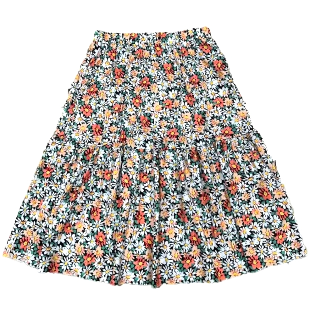 Shein Floral Elastic Waist Midi Skirt Sz 0XL